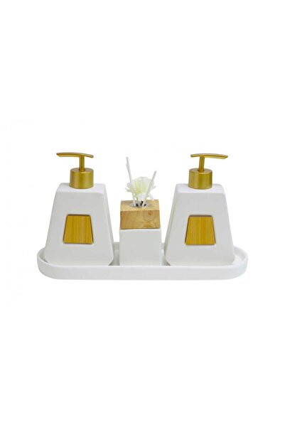 Çiftçiler Buenos Porselen Banyo Sıvı Sabunluk Seti 4 Parça ZT-002