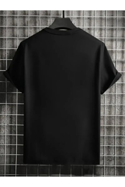 VBSVİBES Black Oversize T-Shirt – Unisex Model with Paris Written Stripe Detail