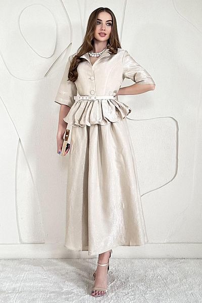 Elbee Fashion Woman Σετ φούστα με λεπτή ζώνη με λεπτομέρεια