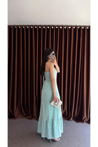 HAZELANNA Embroidery Look Turquoise Dress