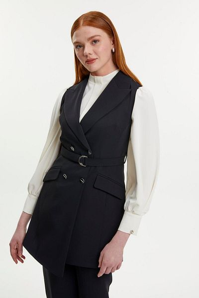 Zühre Double Breasted Collar Belted Triple Combination Suit Tk-0911