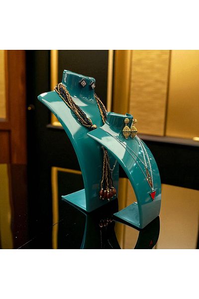 STAND MARKET Necklace Stand Acrylic -Jewelry Display and Storage Stand Turquoise Set of 2