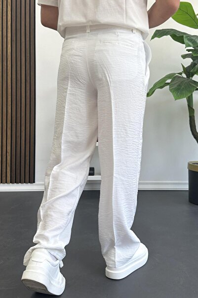 Edwox Ανδρικό καλοκαιρινό παντελόνι με κουμπιά μέσης άνετο λευκό Edw393