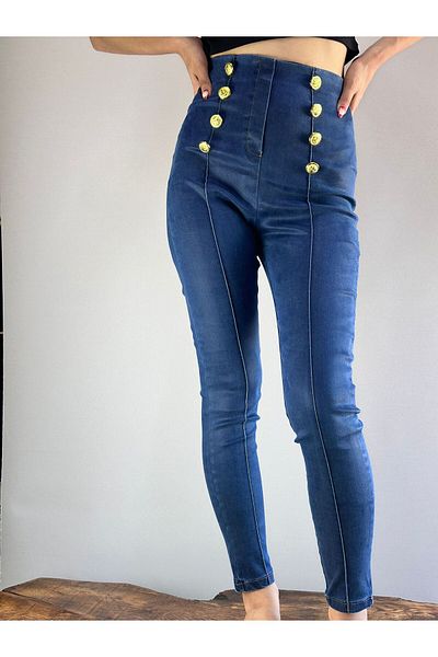 Gönülden Tasarım Button Detail Licyral Jeans Size S