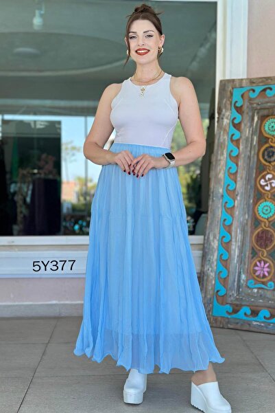 İnce Topuk Lined Chiffon Skirt 5Y377