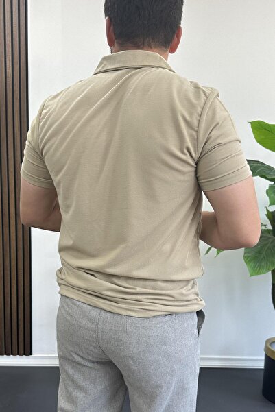 Edwox Ανδρικό μπλουζάκι με κέντημα με γιακά και μανίκια με φερμουάρ Polo Collar Mink Edw392