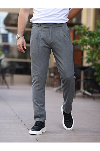 BASEL.CO Old Money Pileli Likralı Kumaş Pantolon