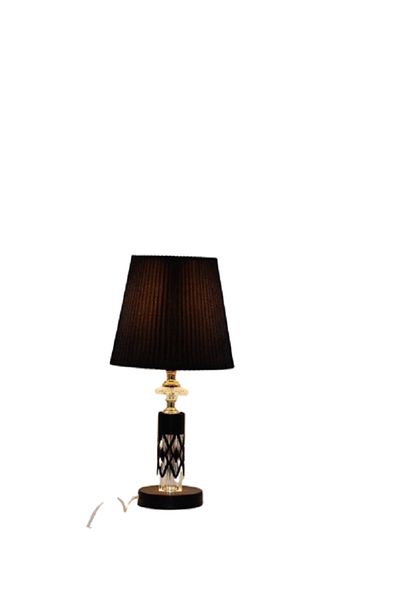 rexa Black Crystal Table Lamp – Elegant Lighting with Pleated Shade & Gold Accents