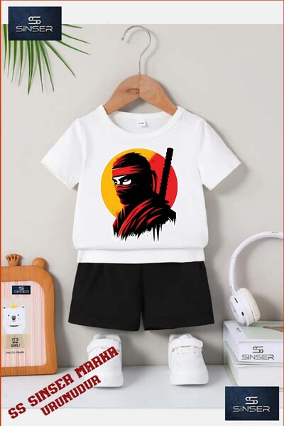 SS SİNSER Children's Unisex “Samurai Masked Head“ Custom Printed Crew Neck T-...