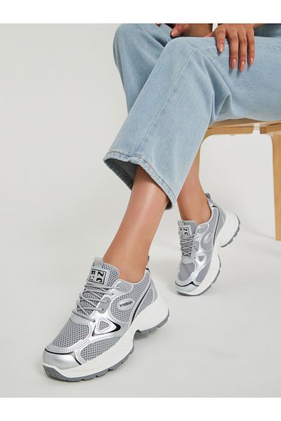 Styli Round Toe Lace-Up Chunky Sneakers with Back Pull Tab