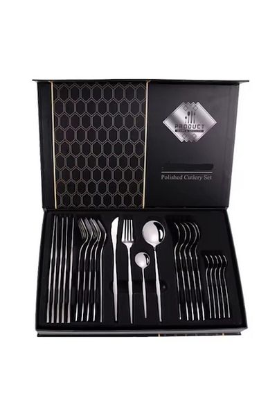Rovitech Portuguese style cutlery set 24 pieces, stainless steel, silver