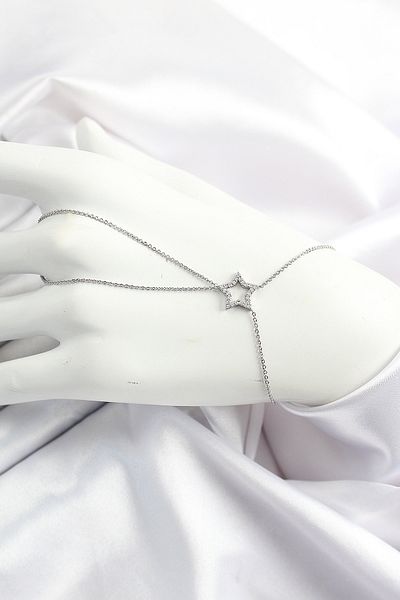 Avantaj Kapıda ®   Brass Silver Color Zircon Stone Star Model Şahmeran