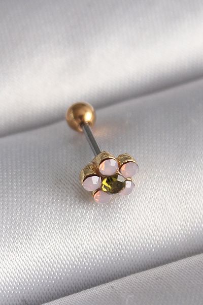 Skygo 316L Steel Gold Color Zircon Stone Flower Tragus Piercing - Tj-Pr1276