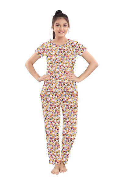 LAUREN SMITH Kids Cotton Loungewear Set – Comfortable Summer T-Shirt & Pajama Bottoms in Cute Prints
