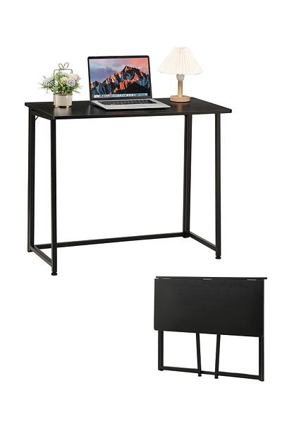 Lawazim Folding Table 90x45x73cm No-Assembly Desk with Iron Frame Computer Table Office Table