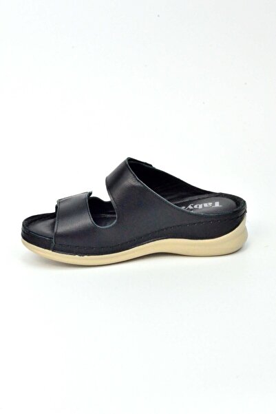 TABYA Δερμάτινες παντόφλες με διπλή ταινία Velcro 2303