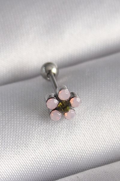 Skygo 316L Steel Silver Color Zircon Stone Flower Tragus Piercing - Tj-Pr1277