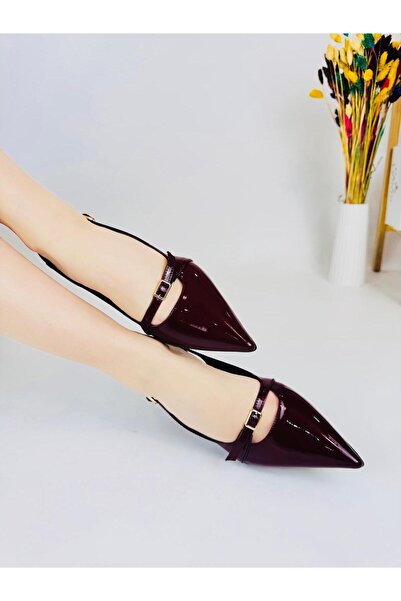 Efulia حذاء نسائي بكعب مدبب من الجلد اللامع مناسب للاستخدام اليومي (طول الكعب...