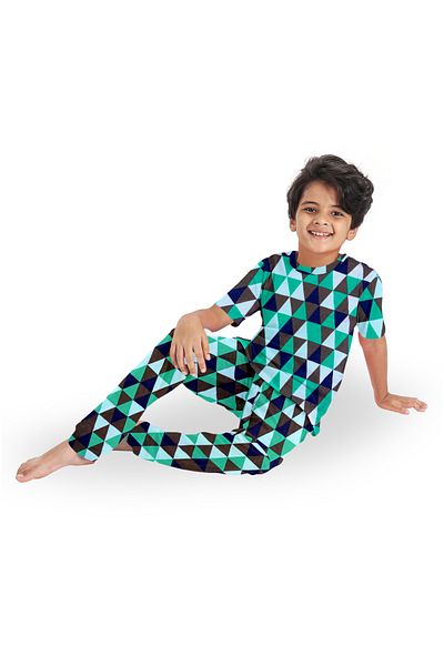 LAUREN SMITH Kids Boys' 100% Cotton Loungewear Set –Trendy Top and Pajama Bottom with Playful Prints