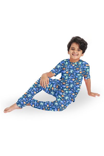LAUREN SMITH Kids Boys' 100% Cotton Loungewear Set –Trendy Top and Pajama Bottom with Playful Prints