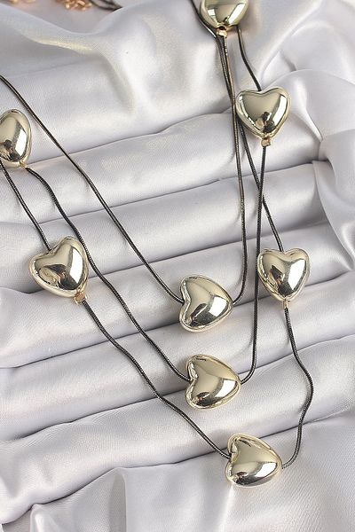 Skygo Brass Smoked Color Chain 3D Gold Color Heart Model Women's Necklace - Tj-Bko9618