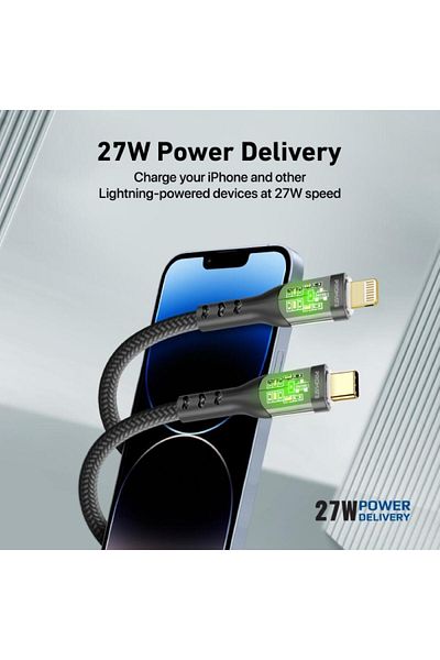 Promate Ultra-Speed USB-C to Lightning Cable, 27W Data Transfer and Charging - TransLine-Ci