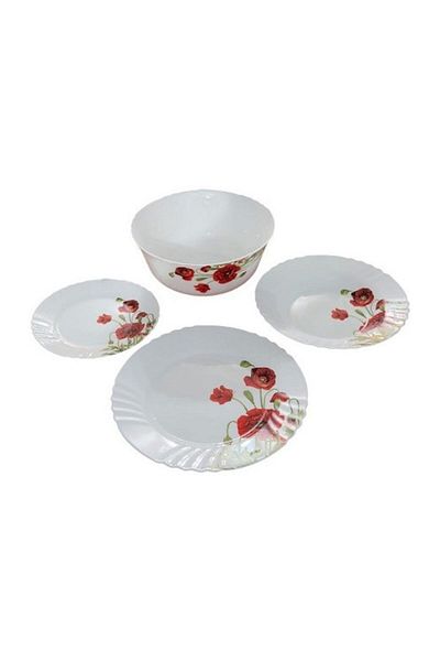 HERA Opal plate set, 19 pieces, Nara, poppy pattern