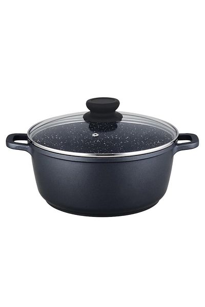 Swan Pot with Lid, Granite, 32 cm, 10 Liters, Black