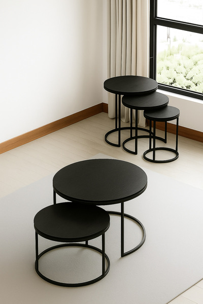 EDMONDA EV AKSESUAR VEGA İKİLİ METAL ORTA SEHPA ZİGON SEHPA SETİ