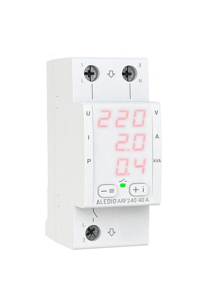 ALEDIO Releu de protectie multifunctional monofazat, 40A, cu afisaj tensiune, curent, putere, Aledio ARF240