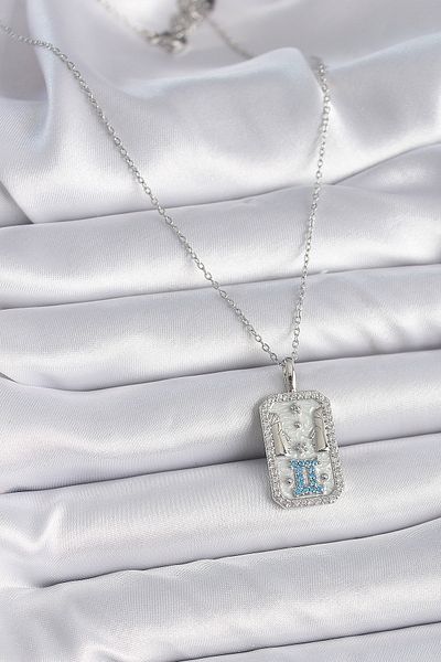 Skygo 316L Steel Silver Chain - Zodiac Zircon Stone Women's Necklace Tj-Bko9446