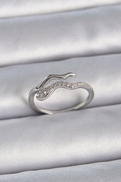 Skygo Brass Silver Women's Ring with Zirconia - Adjustable Snake Model Tj-Byk3369