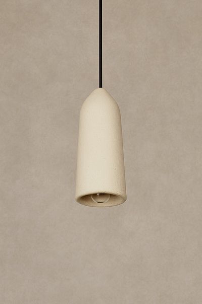 oceanpoint Natural Texture Concrete Pendant Lamp Chandelier, Light Stone Color, Handmade Minimal Ceiling Lighting, 40X15 cm