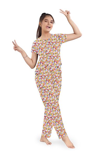 LAUREN SMITH Kids Cotton Loungewear Set – Comfortable Summer T-Shirt & Pajama Bottoms in Cute Prints