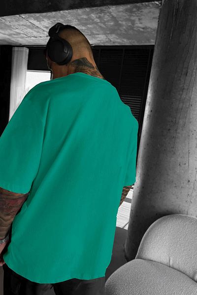 Millionaire Ανδρικό μπλουζάκι Bntn Green City Of Angels Oversize Fit Loose Wide Fit Loose Cut