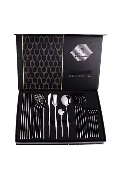 Rovitech Portuguese style cutlery set 24 pieces, stainless steel, silver