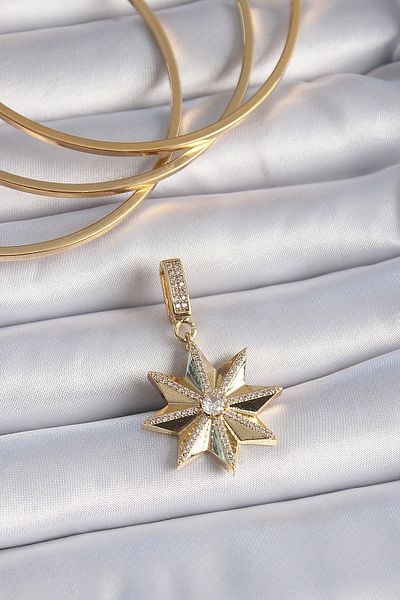 Skygo Star Ajda Charm with Brass Zirconia - Gold Color, Tj-Bc1001