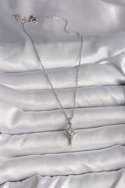 Skygo Silver Color 316L Steel Chain North Star Necklace - Fills Women's Seat with Zircon with Stone