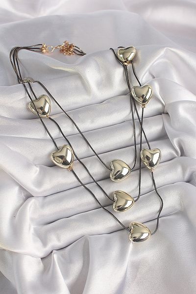 Skygo Brass Smoked Color Chain 3D Gold Color Heart Model Women's Necklace - Tj-Bko9618