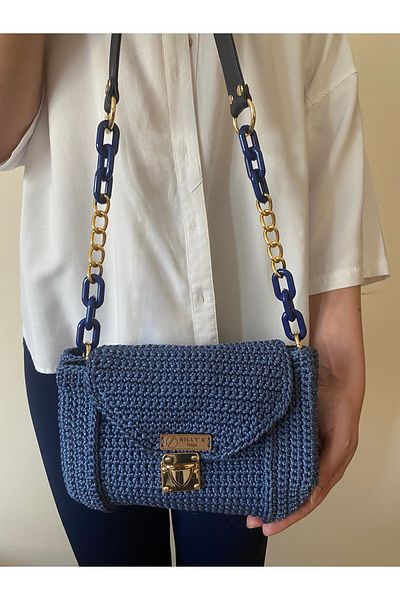 Nillys Women's Covered Polyester Macrame Knitted Lined Shoulder Bag