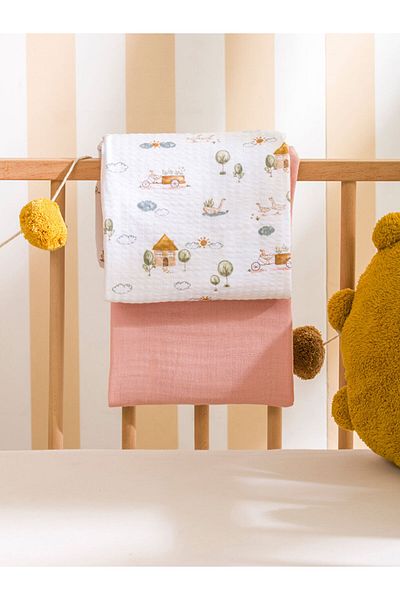 LC Waikiki Mixed Printed Baby Girl Muslin Blanket 85X85 cm