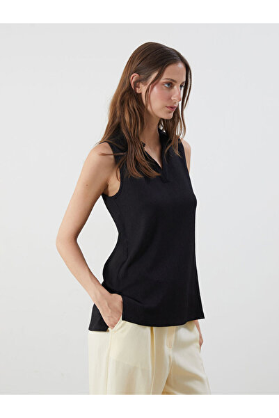 LC Waikiki Black Polo Neck Textured Women's Undershirt
