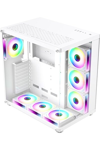 zoko King Beyaz 7X12CM Kumandalı Argb Fanlı Temper Camlı Oyuncu Kasası