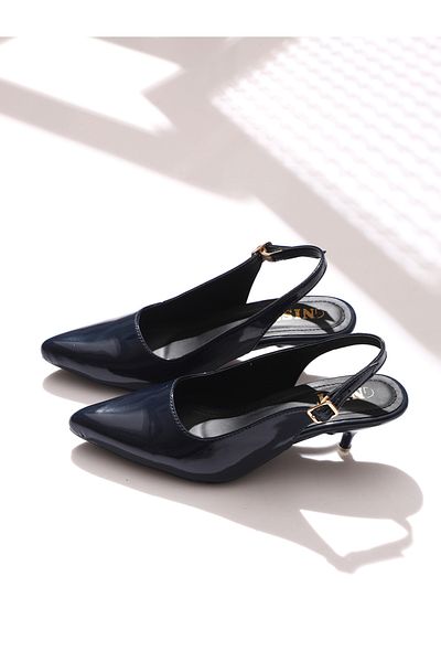 GNIST By Styli Plain Pointed Toe Kitten Heel Slingback Shoes