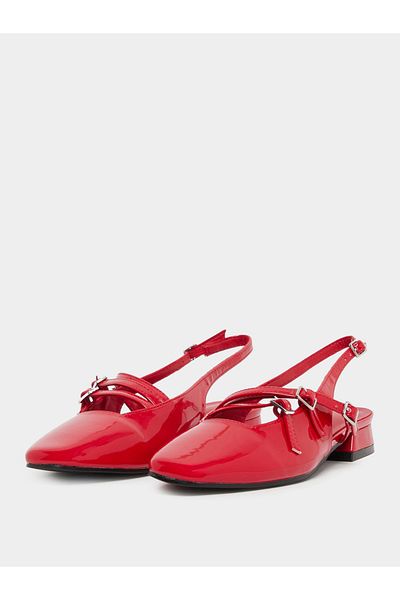 Styli Plain Buckle Strap Singback Flat Shoes