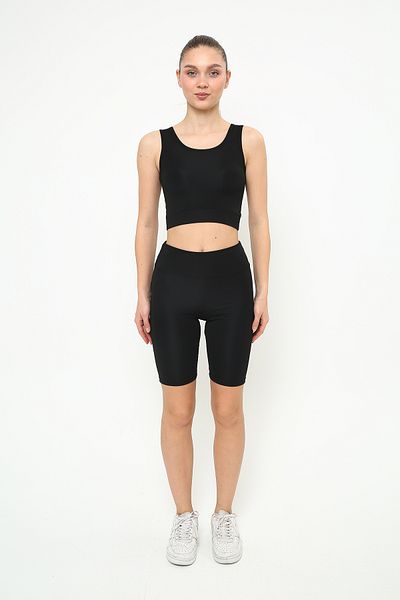 OPENDO Strappy Crop & Biker Leggings Double Set (Without Pads)