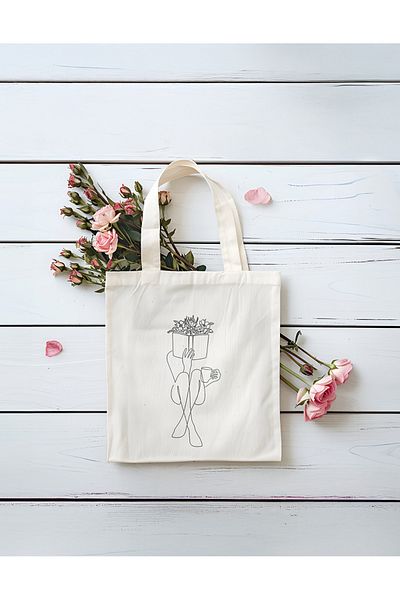 PESHLİSTORE Minimal Book and Coffee Design Cloth Bag