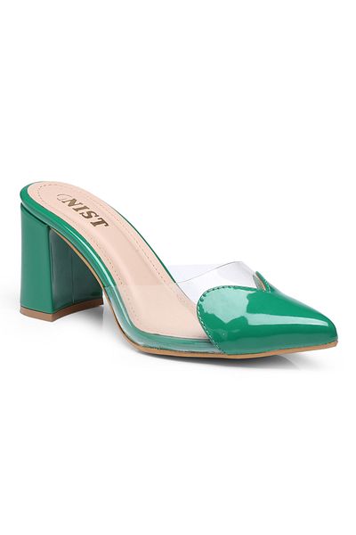 GNIST By Styli Plain Pointed Toe Block Heel Mules