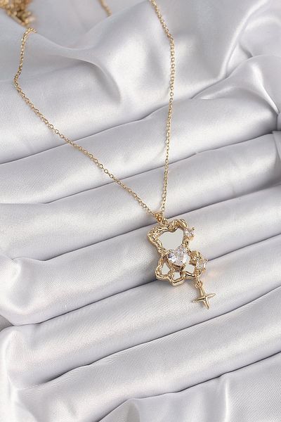 Skygo Gold Color 316L Steel Heart Model Necklace Zircon Stone - Tj-Bko9626