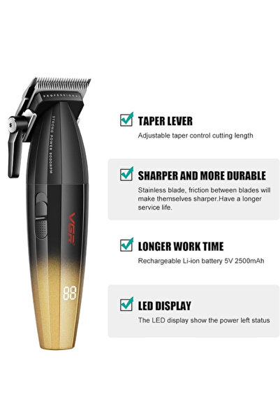 VGR 003 Fresh Fade Hair Clipper, Professional Hair Trimmer, Cord/Cordless Rechargeable Hair Cutting